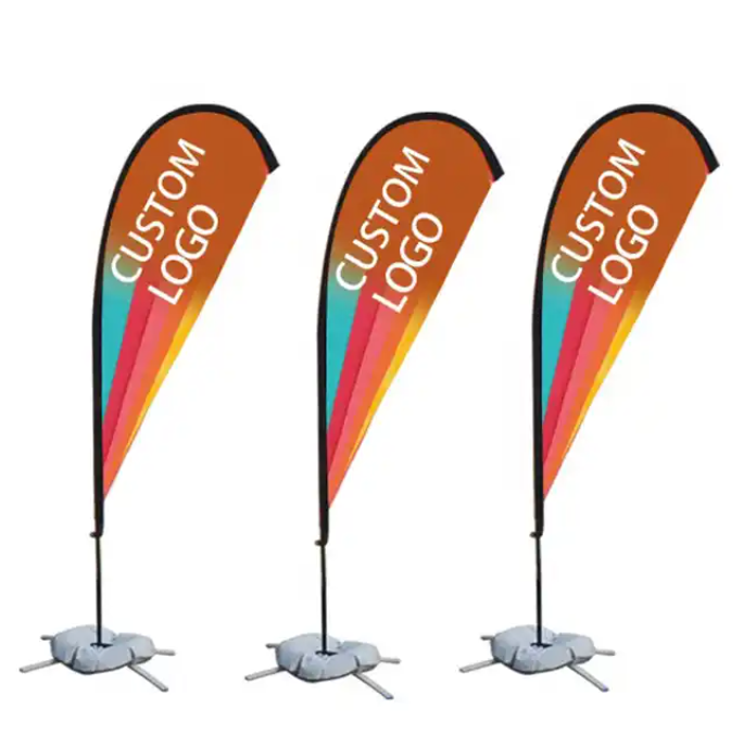 Flying banner outdoor event advertising double side printing aluminium fiberglass flagpole rectangle teardrop feather beach flag